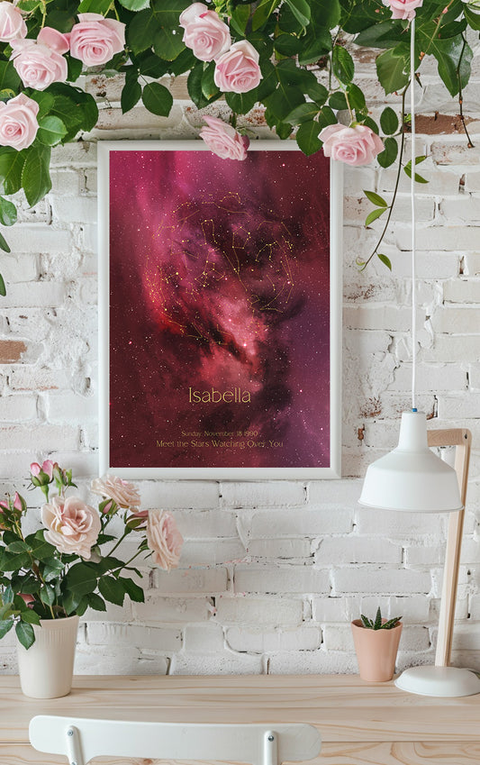 Custom star map poster personalized with date and location, perfect anniversary gift, birthday gift, wedding gift, baby shower gift.